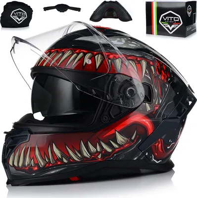 Produktbild von Integralhelm mit Sonnenblende | VITO PRESTO | Motorrad Helm Vollvisierhelm Mopedhelm ECE 22.06 | Motorradhelm Full-Face Helme | XL (61-62cm)