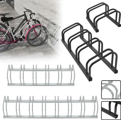 Produktbild von LARS360 Fahrradständer für 2 Fahrräder – Metall-Mehrfachständer für E-Bikes & Lastenräder, 37cm Abstand, für 30-65mm Reifenbreite, Wand/Boden-Montage, Silber