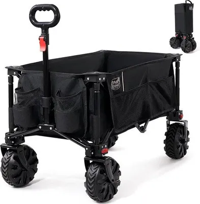 Zdjęcie produktu dla Składany wózek terenowy XXL z szerokimi oponami – wózek transportowy do użytku na zewnątrz – do zastosowań kempingowych i na zakupy – nośność do 100 kg