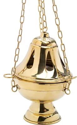 Produktbild von Rauchfass mit Kette 78cm Weihrauchchwenker Hängegefäß Vergoldet Deko Gold 7611