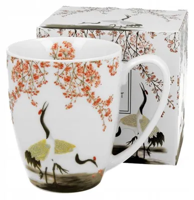 Obrázok produktu pre DUO ART GALLERY Klasický hrnček 350 ml SAKURA & CRANES  kostný porcelán