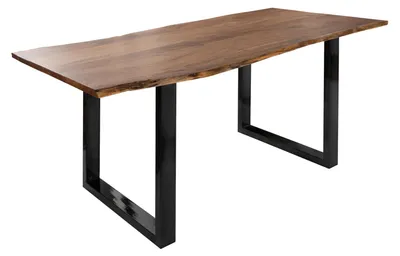 Immagine prodotto di MASSIVMOEBEL24 | FREEFORM 3 Tavolo da pranzo in legno di acacia - laccato natur / gambe in ferro - antracite lucido 140x90x76