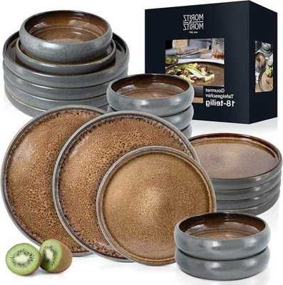 Produktbild von Keramik-Essservice für 6 Personen, 18-teilig, tief und flach