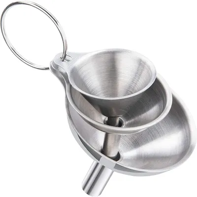 Produktbild von INF Kleiner Trichter Set, 3 Stück Edelstahl Küchentrichter, 3 Größen, silberfarben