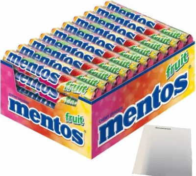 Produktbild von mentos fruit Kaudragees mit Fruchtgeschmack (40x38g Rollen) + usy Block