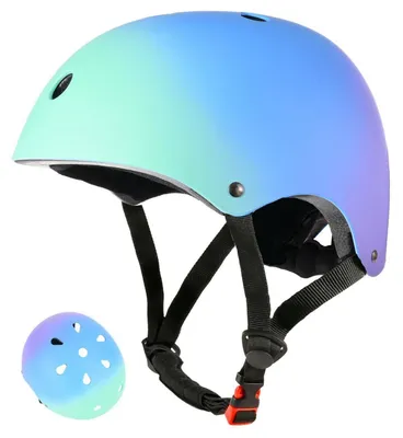 Produktbild von Kinder Fahrradhelm Skaterhelm verstellbar Farbverlauf Grün Blau M