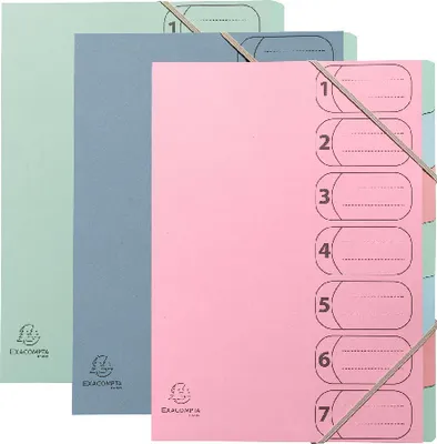 Produktbild von Exacompta 8x Ordnungsmappe A4 RCkarton 7 Fächer, AutentiK - sortiert - 56239E