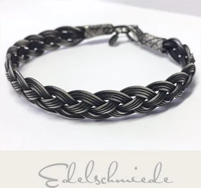 Produktbild von Edelschmiede925 geflochtenes Armband 925/- Sterling Silber geschwärzt 21 cm
