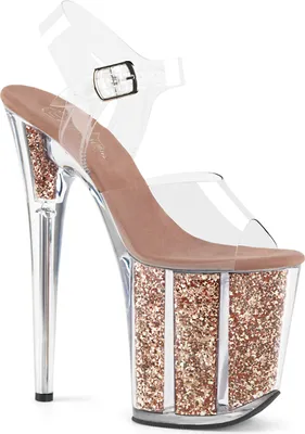 Produktbild von FLAMINGO-808G Damen Sandale von Pleaser, Transparent Roségold , EU 35, US 5