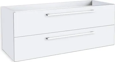 Produktbild von Waschtischunterschrank Rajkot 26 mit Siphonausschnitt, Farbe: Weiß glänzend – 50 x 119 x 45 cm (H x B x T)