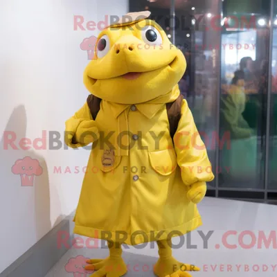 Obrázek produktu pro Postava REDBROKOLY maskota žluté žáby oblečená s kabátem a náušnicemi