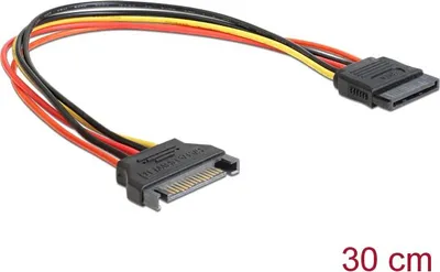 Zdjęcie produktu dla DeLOCK 0.3m SATA, 0,3 m, SATA 15-pin, SATA 15-pin, Męska, Żeńska, Wielobarwny