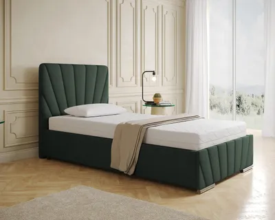 Produktbild von Polsterbett RAY - Komfortbett mit Stauraum, Einzelbett, Dunkelgrün, 100x200cm, Bett ohne Matratze