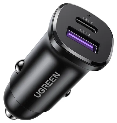 Immagine prodotto di Caricabatterie da auto Ugreen Ec305 Usb-C + Usb, 30W (nero)