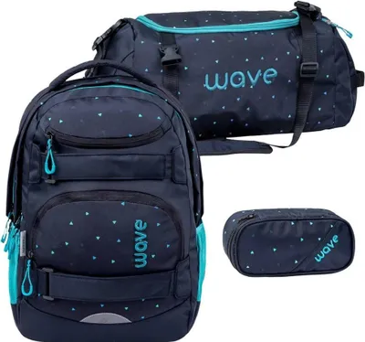 Produktbild von Wave Schulrucksack Set Mädchen Jungs mit Sporttasche Schlamper "Dots Aurora"