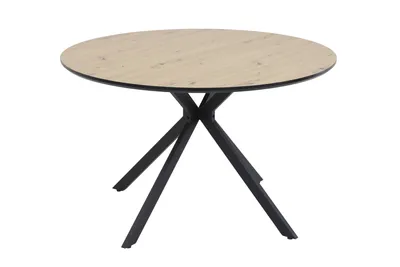 Produktbild von Hela Tische, Runder Esstisch Küchentisch Kindu, Holzdekor Artisan Eiche, Vierfußgestell Metall Rundrohr sternförmig, Maß Dia 120x76cm