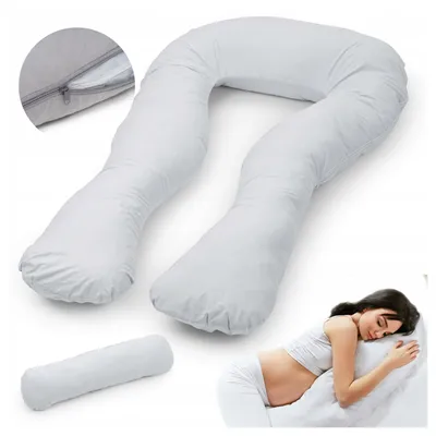 Image de Coussin de grossesse en U pour dormir et allaiter avec housse amovible, gris clair