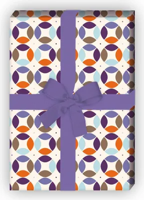Produktbild von Vintage Geschenkpapier Set mit Retro Kreis Design, orange - G8524, 32 x 48cm