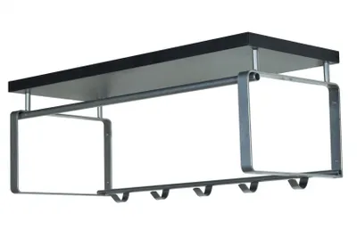 Produktbild von Garderobe Wandgarderobe Rex 3 in Nickeloptik, Hutablage in Schwarz