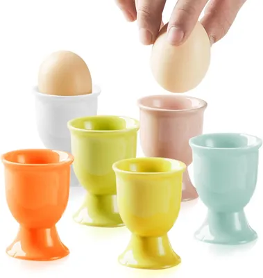 Produktbild von 6er Set Eierbecher - Keramik Eierbecher - Eierhalter - Frühstückseierbecher - Bunte Eierbecher - für Frühstück, Brunch, Buffet und Ostern