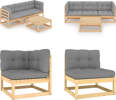 Produktbild von vidaXL 4 tlg. Garten Lounge Set mit Kissen Kiefer Massivholz - Gartenmöbel-Set - Gartenmöbel-Sets - Gartengarnitur - Gartengarnituren