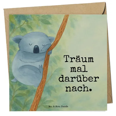 Produktbild von Mr. & Mrs. Panda Glückwunschkarte Koalabär Design - Weiß - Geschenk, schlafen, Tiermotive, Koala, Bär, doppelkarte, anlasskarte, Schlafzimmer, Traumland, faltkarte