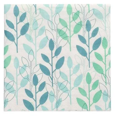 Produktbild von PAPSTAR Servietten 1/4-Falz, 33x33 cm blau, "Branches" | Folie (20 Stück)