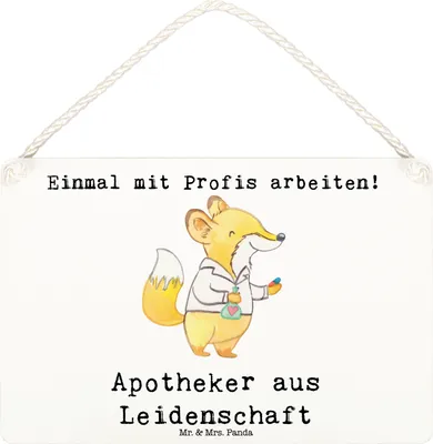 Produktbild von Mr. & Mrs. Panda Schild Apotheker Leidenschaft DIN A6 - Weiß - Geschenk, Spruch, kleine aufmerksamkeit, Dekoschild, Approbation, Wandschild, Türschild, Beruf, wandtafel