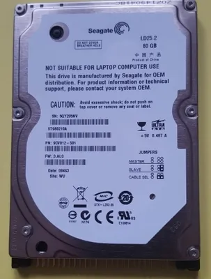 Produktbild von Seagate 80GB LD25.2 LD25.2, IDE/ATA, 80 GB, 63.5 mm (2.5 "), 1.1 A, 70.10 mm, 9.7 mm