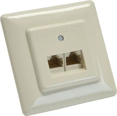 Image de InLine® 69989C Prise ISDN, 2x RJ45 prise femelle, encastré, raccord à vis 2x 8x