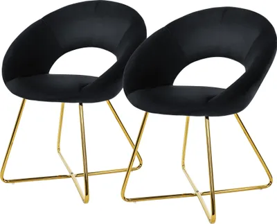 Obrázek produktu pro ML-Design 2x jídelní židle s kulatým opěradlem, černá, kovový rám ze sametu