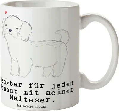Produktbild von Mr. & Mrs. Panda Kaffeebecher Malteser Moment - Weiß - Geschenk, Becher, Tasse, Teetasse, Kaffeetasse, haferl