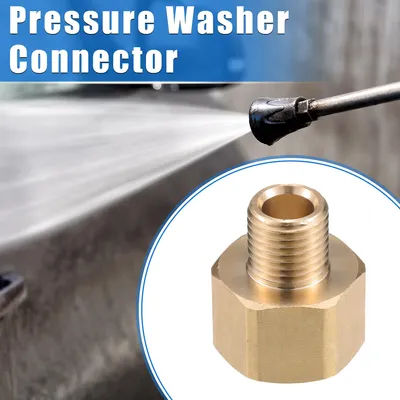 Image de Connecteur pour Nettoyeur Haute Pression, Adaptateur Femelle M22x1.5 vers M14x1.5 en Laiton pour Tuyau de Nettoyeur Haute Pression, Universel, Couleur Cuivre en Laiton