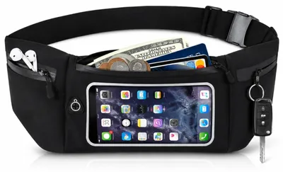 Produktbild von Laufgürtel Handytasche Lauftasche Hüfttasche - Touchscreen - Wasserdicht - Verstellbar 60 bis 125 cm - Für Smartphones bis 6,9 Zoll