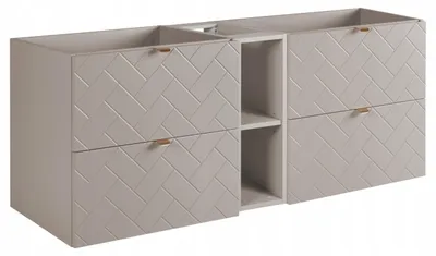 Zdjęcie produktu dla Szafka Łazienkowa Wisząca Pod Umywalkę 140X46 Cm Rensan Kaszmir Z Regałem
