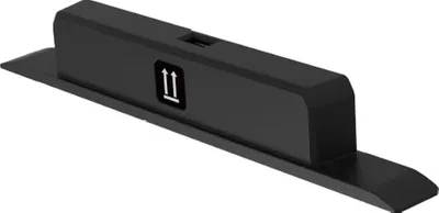 A black network adapter with a white symbol on a white background.