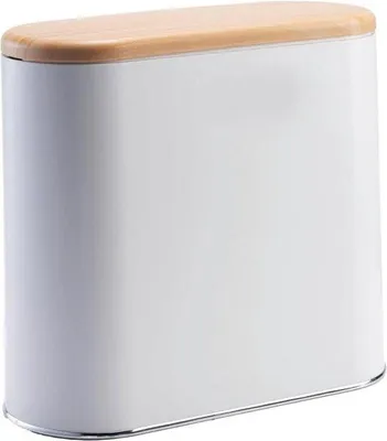 Image de Poubelle en bois pour la salle de bains - capacité de 10 litres - modèle étroit - à couvercle coulissant
