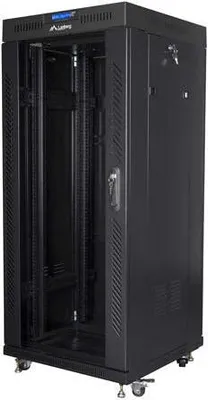 Image de Lanberg free standing rack 19inch cabinet 27U 600x600 glass door LCD flat pack black Freestanding rack