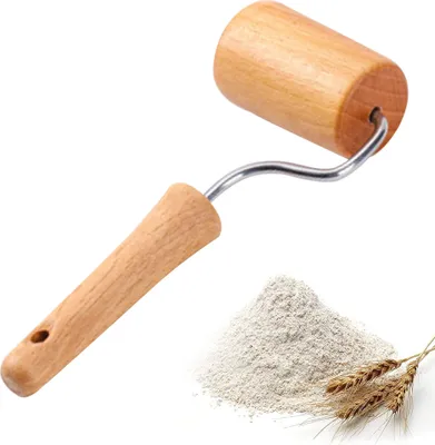Produktbild von Teigroller Buchenholz 1 Stück, Flach Für Backbleche Und Runde Formen, Für Pizzateig Mürbeteig Fondant