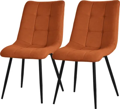 Produktbild von ML-Design Esszimmerstühle 2er Set Orange, Wohnzimmerstühle mit Stoffbezug und Metallbeinen, Küchenstühle mit Rückenlehne