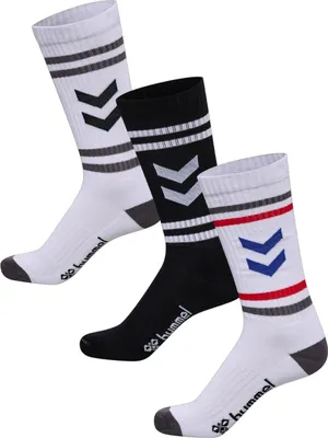 Produktbild von Hummel 3er Pack Socks Chevron High Retro Sportsocken Socken Handballsocken schwarz/weiß 225373-7995, Größe:43-45