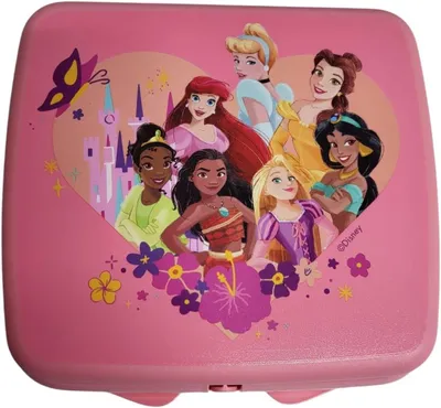 Produktbild von Tupperware Sandwich-Box Aufbewahrungsbox Brotdose quadratisch mit Scharnier und Verriegelung (rosa Prinzessin)