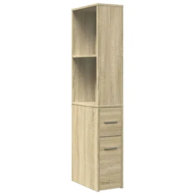Image de vidaXL Armoire de salle de bain Étroite avec roulettes Chêne Sonoma Matériau dérivé du bois