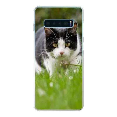 Produktbild von MuchoWow® Handyhülle Schutzhülle Hülle für Samsung Galaxy S10 Lite Katze - Gras - Schwarz - Weiß - Mädchen - Kinder - Jungen - Kinder Silikon Softcase Handy Hülle - Schutz