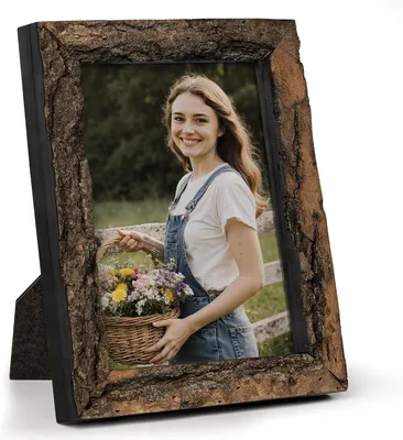 Image de Cadre photo en bois, couleur marron, 13x18 cm, style rustique, pour la maison