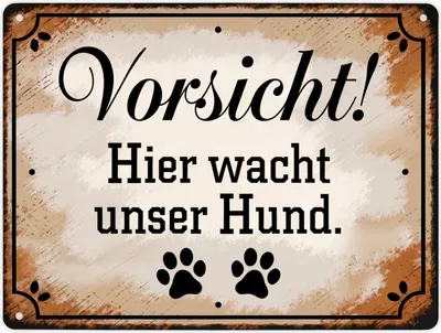 Produktbild von Vorsicht Hier wacht unser Hund Metallschild XL in 21x28 cm