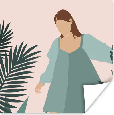 Produktbild von MuchoWow® Poster Sommer - Frau - Pflanzen 75x75 cm - Wand Dekoration