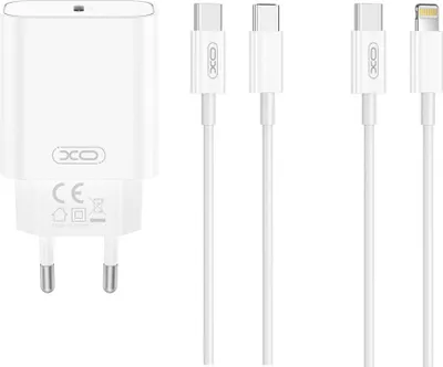 Zdjęcie produktu dla Xo Ładowarka Sieciowa Ce32 Pd 20W 1X Usb-C Biała + Kabel Usb-C - Lightning
