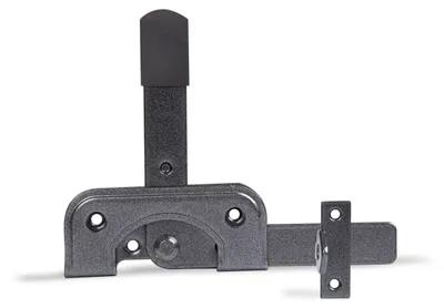 Produktbild von Alberts DURAVIS® Gartentorfalle | speziell für schmale Rahmenhölzer | schwarzdiamant duplexbeschichtet | Platte 120 x 50 mm