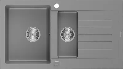 Immagine prodotto di Mexen Matias lavello in granito 1,5 vasche con sgocciolatoio 900 x 505 mm, grigio, sifone cromato - 6502901505-71